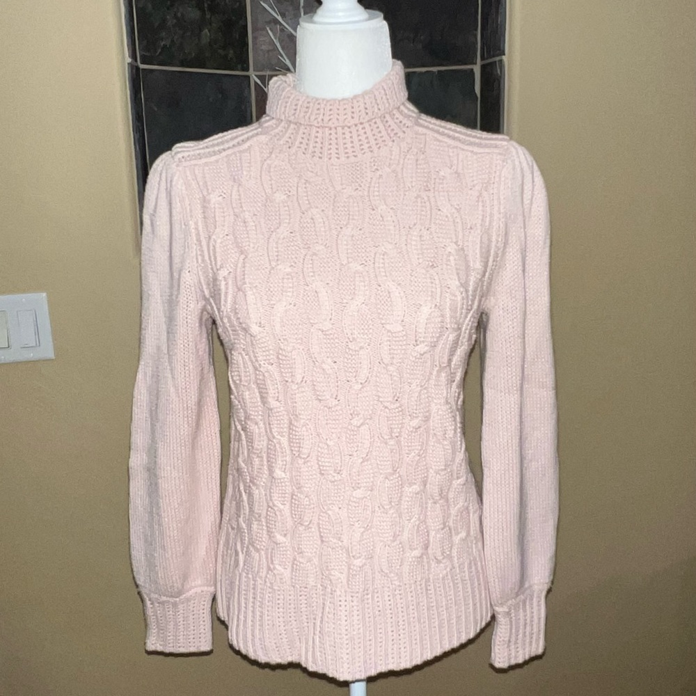Rebecca Taylor La Vie Wool Blend Mockneck Cable Knit Sweater size small
